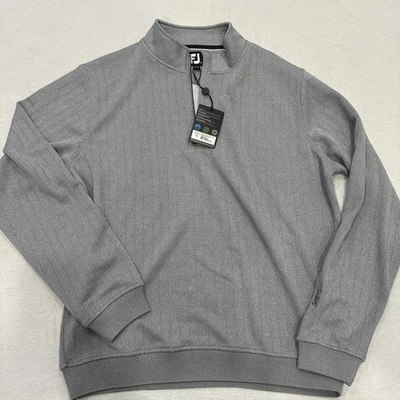 NWT Footjoy Sweater Gray Drop Needle  1/2 Zip Pullover Performance Size Large - Image 1 of 4