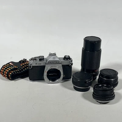 Asahi Pentax K1000 35mm SLR Film Camera - 80-200mm lens, 50mm Lens & More - Image 1 of 4