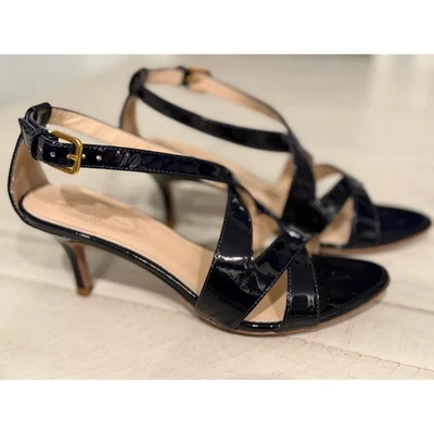 Туфли на каблуках Elie Tahari черная лакированная кожа с ремешками размер 7,5 - Изображение 1 из 4