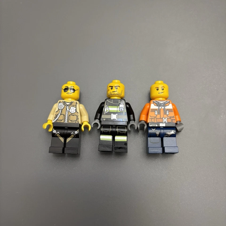 Lot of 3 LEGO Mini Figures Swamp Police Officer Firefighter Construction Worker - Image 1 of 4