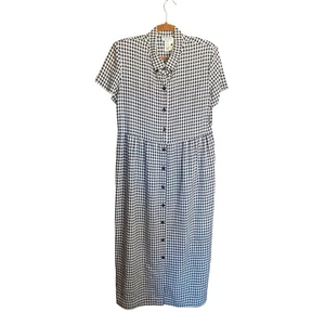 80s Vintage Expo Rainbow Gingham Plaid Midi Dress 10 - Bild 1 von 7