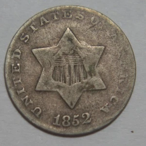 1852 Silver Three Cent Piece - 3CS - See Pics - No Reserve! - Picture 1 of 2