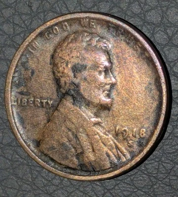 1918-S 1c Wheat Cent Heavily Black Toned Struck Through Grease Fine - Image 1 of 4