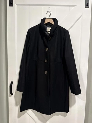 J.Crew Factory Women's Wool Blend Stand Collar Uptown Dress Coat, Black, Size 16 - Image 1 of 4