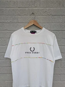 Fred Perry X Liberty Print Fabric UK 12 White Short Sleeve T-shirt - Picture 1 of 11