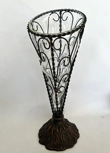 Caged Glass Flower Vase Vintage from Italy Moroccan Style 15.5" Tall Top190 - Picture 1 of 11
