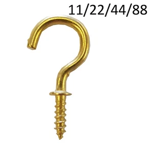 SHOULDERED SCREW IN CUP HOOKS 28mm brass tool hanger coat hat (W1-382) - Picture 1 of 5