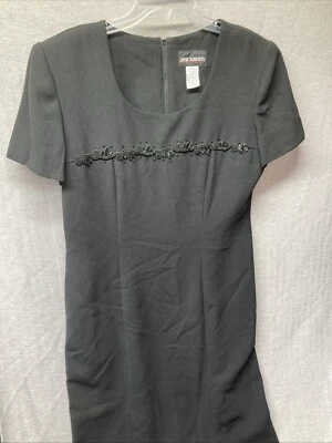 John Roberts Womens Size 14 Midi Dress Black Beaded Career Work Classic Church - Image 1 of 4