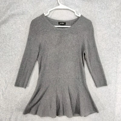 Lord & Taylor пуловер свитер женщин размер M серый ребристый пеплум кромки длинным рукавом - Изображение 1 из 4