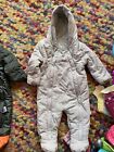 M&S Grey Baby Onepiece Pram Snowsuit Size 3-6 Months Autumn Winter Warm Snug