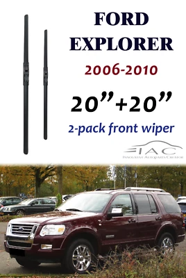 Pacote com 2 limpadores de para-brisa dianteiro 20"+20" para Ford Explorer 2006-2010 - Imagem 1 de 2