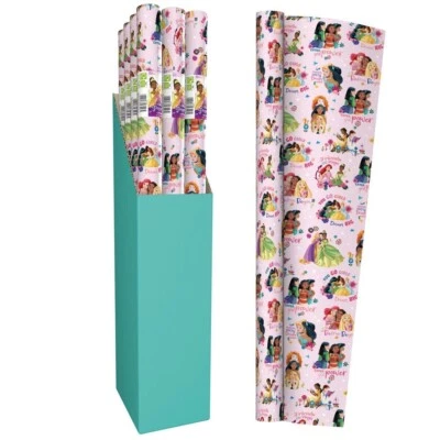 2 x Disney Princess 2M Kids Gift Wrapping Paper Roll Birthday Christmas Present - Image 1 of 4