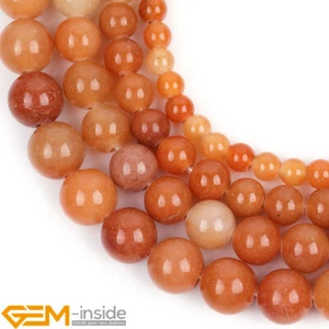 Natural Gemstone Orange Aventurine Round Loose Beads Big Hole 2mm Jewelry Making - Picture 1 of 34