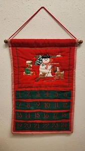 Christmas Snowman Advent Calendar Pockets Tree Countdown Wall Hanger - Picture 1 of 4