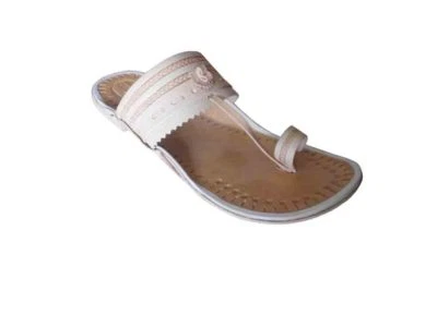 Men Casual Slippers Leather Handmade Indian Slip Ons Cream Slipper Flats US 7-9 - Image 1 of 4