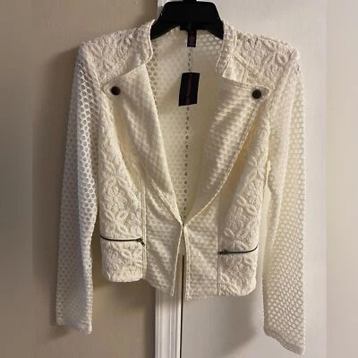 Material Girl moto jacket sheer lace beige Medium NWT - Image 1 of 4