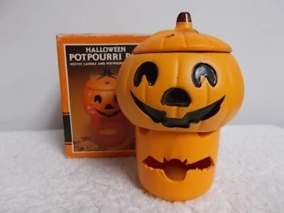Candelabro quemador olla popurrí cerámica Jack O Lantern vintage de Halloween Foto 1 de 4