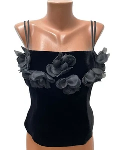 ARMANI COLLEZIONI size IT 46 - S SILK Viscose VELVET Top Vest Corset Embroidered - Picture 1 of 7