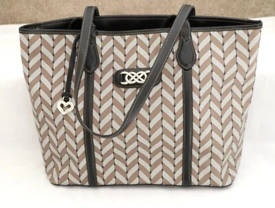 BRIGHTON Roomey Black Leather & Saffian Interlok Tote Shoulder Bag H55033 ~ NEW - Image 1 of 4