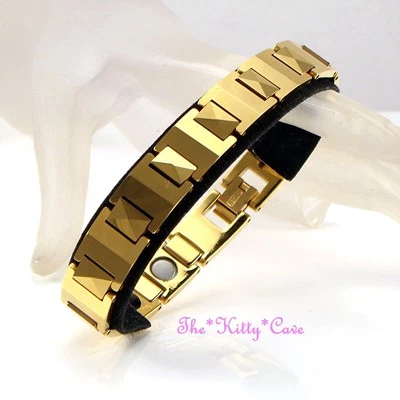 Magnetisch Wolfram Arthritis, Muskulös Schmerzen Linderung 24K Vergoldet Armband - Bild 1 von 4