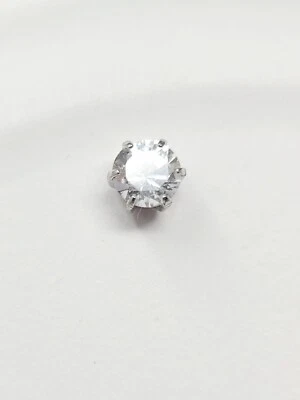 Tachuela de corbata de plata de ley y cristal de cuarzo vintage Foto 1 de 4