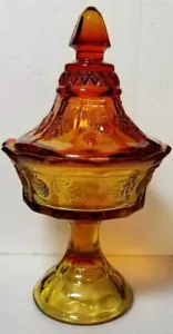 Indiana Glass Company Honey Amber Strawberry Covered Compote Candy Dish - Picture 1 of 6