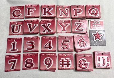 LOT OF 78 ~ RED 1.5” Joy Letter Shop IRON STICK ON EMBROIDERED LETTERS - Image 1 of 3
