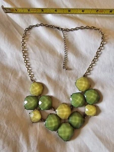 Statement Necklace In Pear And Lime Green Faceted Stones - Picture 1 of 3