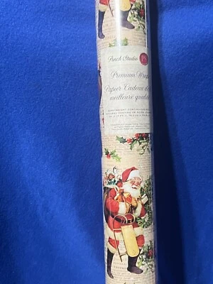 Punch Studio Christmas Wrapping Paper New Nostalgic Santa  Design - Image 1 of 2