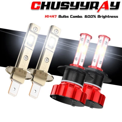 For Chevrolet Optra 2005-2010 - 4x LED Headlight Bulbs High Low Beam Kit H1+H7 - Image 1 of 4