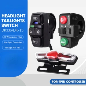 Ebike Front Rear Light 36/48V Horn Turning Switch Waterproof Cable LED Light Set - Picture 1 of 20