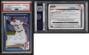 2021 Bowman Chrome Prospect Blue Refractor /150 JC Correa PSA 9 MINT Auto