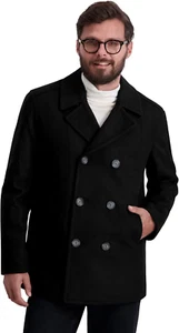 Men'S Peacoat Wool Blend Double Breasted Winter Coat - Picture 1 of 12