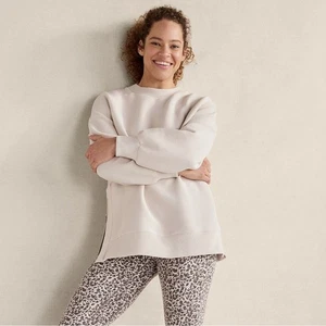 Varley Huntley Sweatshirt mit seitlichem Reißverschluss und Rundhalsausschnitt in hell meliertem Grau Größe Medium - Bild 1 von 8