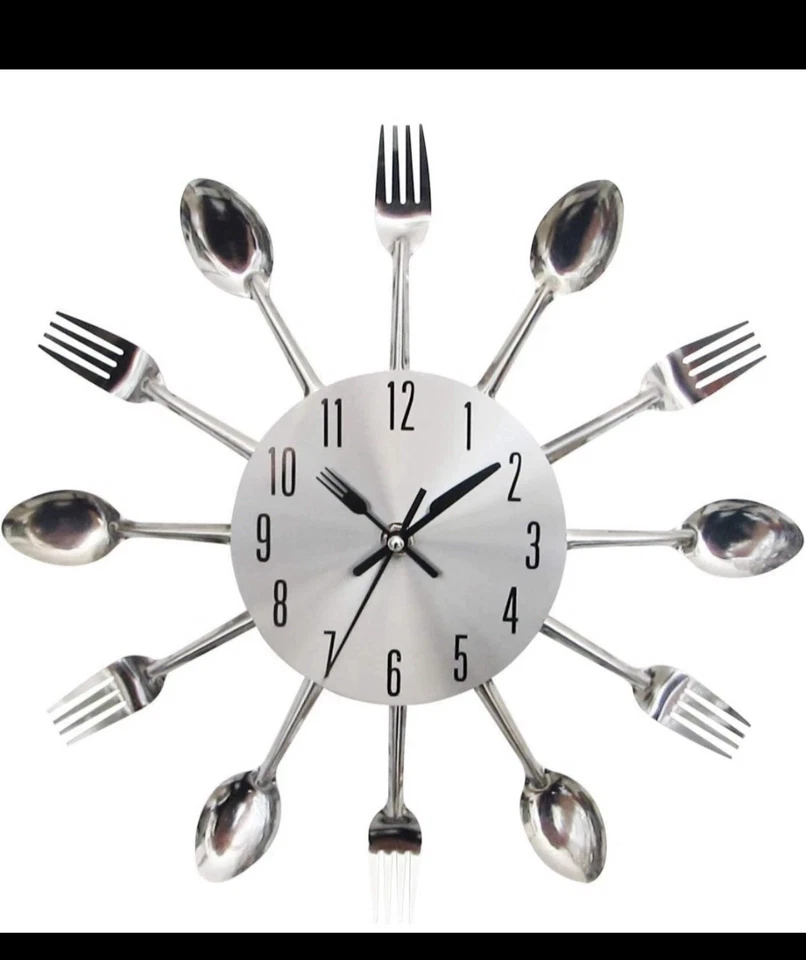 Kitchen 3D Modern Creative Wall Clock Best For Decor (Silver) - Image 1 of 1