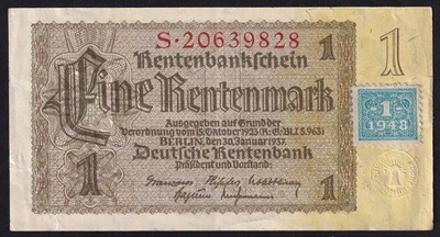 East Germany 1 Deutsche Mark 1948 Old Paper Money Banknote Currency Pick 1 VF - Image 1 of 2