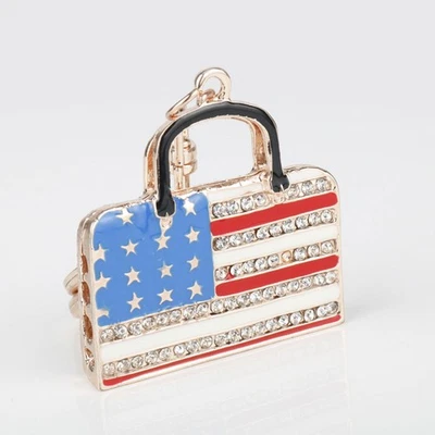  Ciondolo Borsa Porta Chiavi Keychain Della Bandiera Americana Portachiavi - Immagine 1 di 4