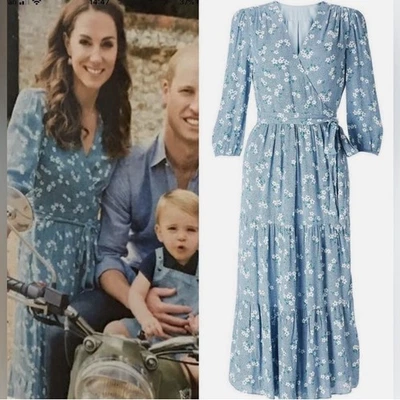 Vestido envolvente BODEN Aurora midi azul floral visto en Kate Royal talla 8P Foto 1 de 4