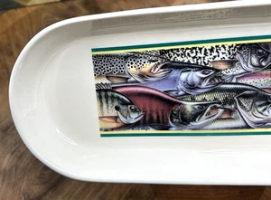 Bandeja Nelson McCoy Pottery EE. UU. Pan Relish 14" Jon Q Wright Peces de Agua Dulce De Colección - Imagen 1 de 8