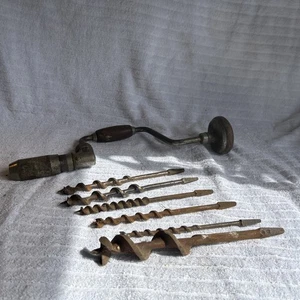 vintage brace and bit tool with 6 bits - Picture 1 of 8