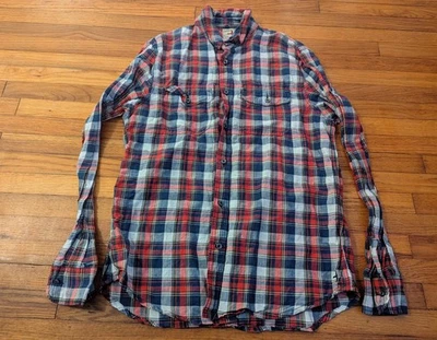 Camisa Relwen a Cuadros con Botones Talla XL Lino Mezcla de Algodón Rojo/Azul Marino Montaña Foto 1 de 4