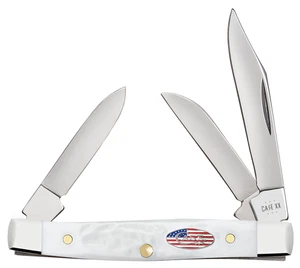 Case xx Knife Small Stockman Stars & Stripes Rough White 14106 Pocket Knives - Picture 1 of 5