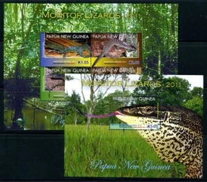 Papua New Guinea 2011 MNH SS+MS Blue tailed Spotted tree Mangrove Monitor lizard - Picture 1 of 1