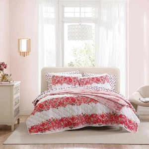 BETSEY JOHNSON Marke Blumenmuster 3-teiliges rosa Mikrofaser King Wende-Bettwäsche-Set - Bild 1 von 7