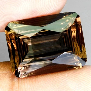 Octagon Concave Cut Natural Top Smoky Quartz Brazil 14.92ct 18x13.5mm Gemstone - Picture 1 of 14