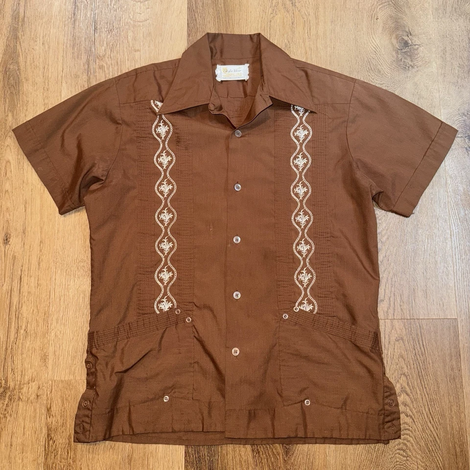 Camisa Guayabera Estilo Sabia Rata Atómica México Boda Hombres Pequeña De Colección Años 60 70 Foto 1 de 4