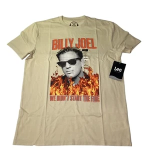 Lee Billy Joel Unisex Tan Short Sleeve T Shirt Size LG Soft Feel New with Tags - Picture 1 of 2