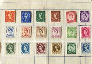AMAZING BRITAIN QUEEN ELIZABETH II WILDING LOT OF 18 DIFFERENT STAMPS, MINT MH - Picture 1 of 7