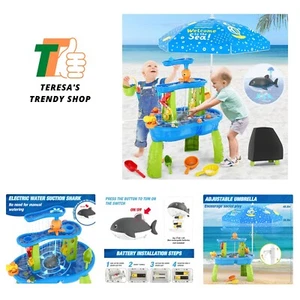 Water Table for Toddlers 3-5 with Umbrella/Water Pumb/Water Table Cover, 3-Ti... - Picture 1 of 10
