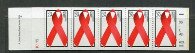 UNITED STATES 1993, AIDS AWARENESS,  Sc 2806b,  BK CONT. 2 PANES / 10 STAMPS MNH - Image 1 of 2
